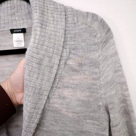 J Crew Fine Alpaca Merino Wool Cardigan Sweater Small Gray Button Up Pockets - Picture 6 of 10